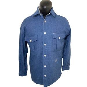 Think Pink Vintage Blue Hiking Wool Flannel Cotton Italian Shacket Oversize L/XL